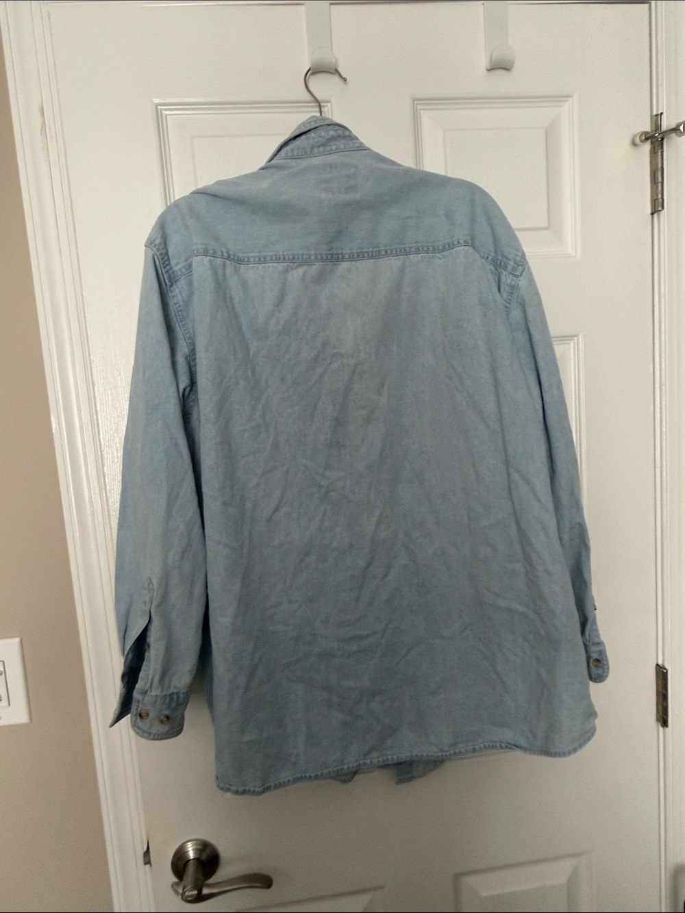 Lee Light Blue Denim Button-Down Shirt with Green Embroidered Graphic - Picture 3 of 3